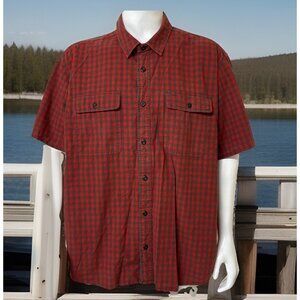 Filson Sports Shirt Mens Size 3XL Red Gray Check Cotton Button Up Classic Plaid